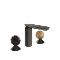 Смеситель для раковины Gessi Perle 74235 без донного клапана с вентилями-сферами из муранского стекла Sfaccettato и камня Onyx Cola схема 1