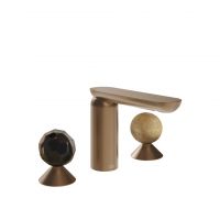 Смеситель для раковины Gessi Perle 74235 без донного клапана с вентилями-сферами из муранского стекла Sfaccettato и камня Onyx Cola схема 7