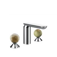 Смеситель для раковины Gessi Perle 74455 без донного клапана с вентилями-сферами из муранского стекла Battuto и камня Onyx Green схема 6