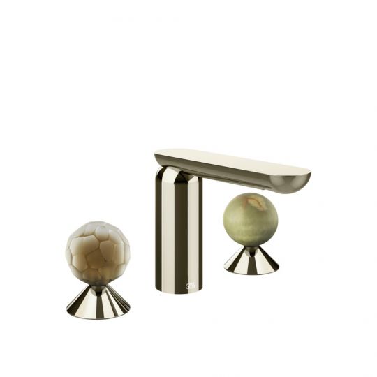 Смеситель для раковины Gessi Perle 74455 без донного клапана с вентилями-сферами из муранского стекла Battuto и камня Onyx Green схема 14