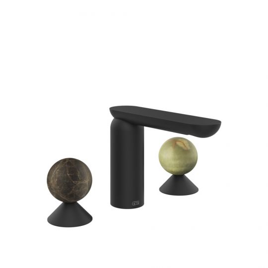 Смеситель для раковины Gessi Perle 74155 без донного клапана с вентилями-сферами из мрамора Emperador Dark и камня Onyx Green схема 10 Смеситель для раковины Gessi Perle 74155 без донного клапана с вентилями-сферами из мрамора Emperador Dark и камня Onyx Green схема 10
