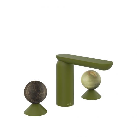 Смеситель для раковины Gessi Perle 74155 без донного клапана с вентилями-сферами из мрамора Emperador Dark и камня Onyx Green схема 13 Смеситель для раковины Gessi Perle 74155 без донного клапана с вентилями-сферами из мрамора Emperador Dark и камня Onyx Green схема 13