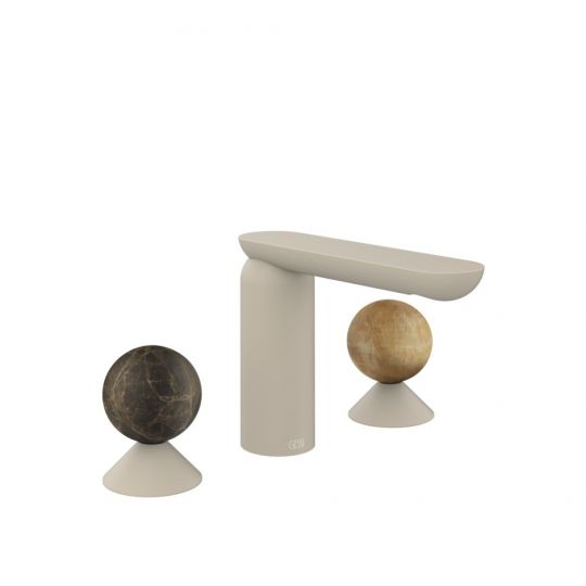 Смеситель для раковины Gessi Perle 74135 без донного клапана с вентилями-сферами из мрамора Emperador Dark и камня Onyx Cola схема 12 Смеситель для раковины Gessi Perle 74135 без донного клапана с вентилями-сферами из мрамора Emperador Dark и камня Onyx Cola схема 12