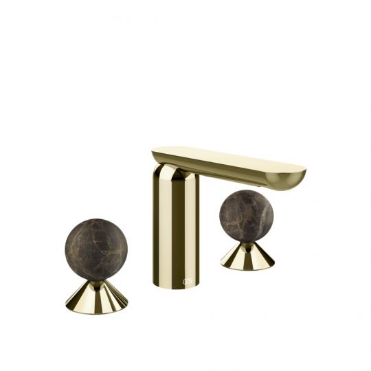 Смеситель для раковины Gessi Perle 74115 без донного клапана с вентилями-сферами из мрамора Emperador Dark схема 4
