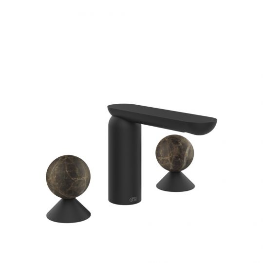 Смеситель для раковины Gessi Perle 74115 без донного клапана с вентилями-сферами из мрамора Emperador Dark схема 10
