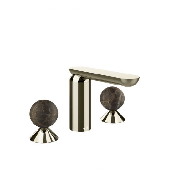 Смеситель для раковины Gessi Perle 74115 без донного клапана с вентилями-сферами из мрамора Emperador Dark схема 14