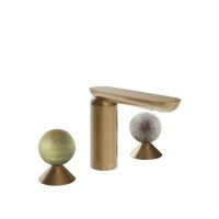 Смеситель для раковины Gessi Perle 74565 без донного клапана с вентилями-сферами из камня Onyx Green и муранского стекла Pulegoso схема 15