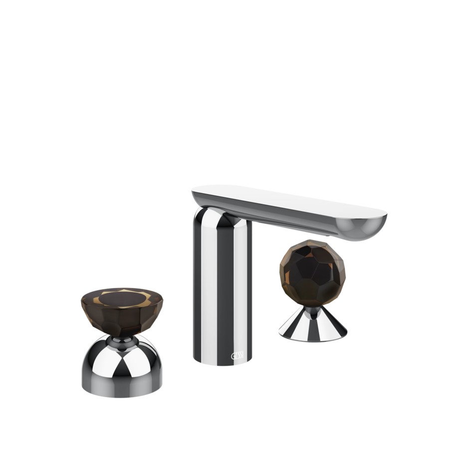 Смеситель для раковины Gessi Perle 74828 без донного клапана с вентилем-полусферой из муранского стекла Battuto и вентилем-сферой из муранского стекла Sfaccettato ФОТО