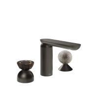 Смеситель для раковины Gessi Perle 74868 без донного клапана с вентилем-полусферой из муранского стекла Battuto и вентилем-сферой из муранского стекла Pulegoso схема 1