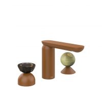 Смеситель для раковины Gessi Perle 74858 без донного клапана с вентилем-полусферой из муранского стекла Battuto и вентилем-сферой из камня Onyx Green схема 11