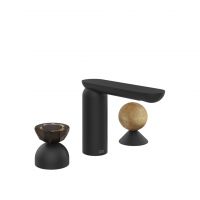 Смеситель для раковины Gessi Perle 74838 без донного клапана с вентилем-полусферой из муранского стекла Battuto и вентилем-сферой из камня Onyx Cola схема 10