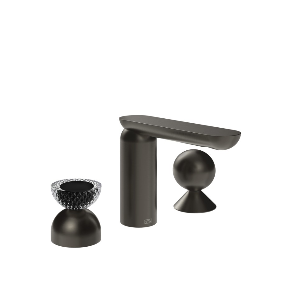 Изображение Смеситель для раковины Gessi Perle 74708 без донного клапана с вентилем-полусферой из муранского стекла Balloton и металлическим вентилем-сферой