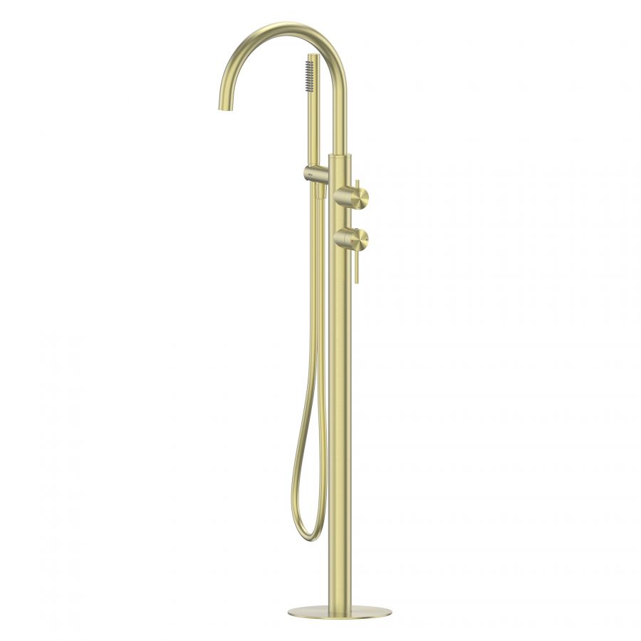 Смеситель ABBER Wasser Kreis 316 AF8115BG напольный для ванны, золото брашированное