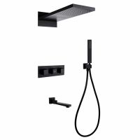 Душевая система ABBER Daheim AF8253B скрытого монтажа с изливом, термостат, черная матовая