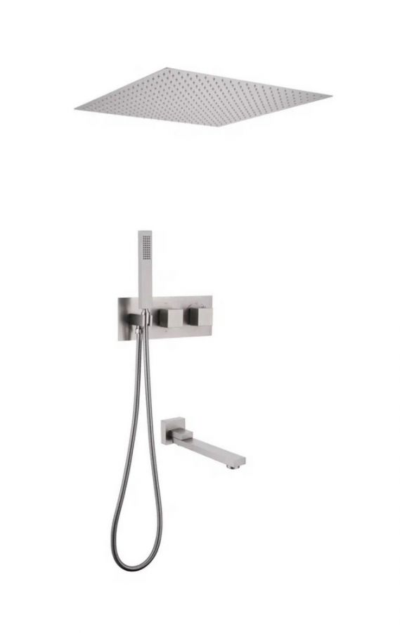 Душевая система ABBER Daheim AF8254SP скрытого монтажа с изливом, термостат, сатин