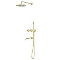 Душевая система ABBER Wasser Kreis 316 AF8150BG скрытого монтажа с изливом, термостат, золото брашированное