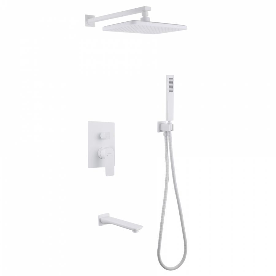 Душевая система ABBER Weiss Insel AF8017FW скрытого монтажа с изливом, белая матовая
