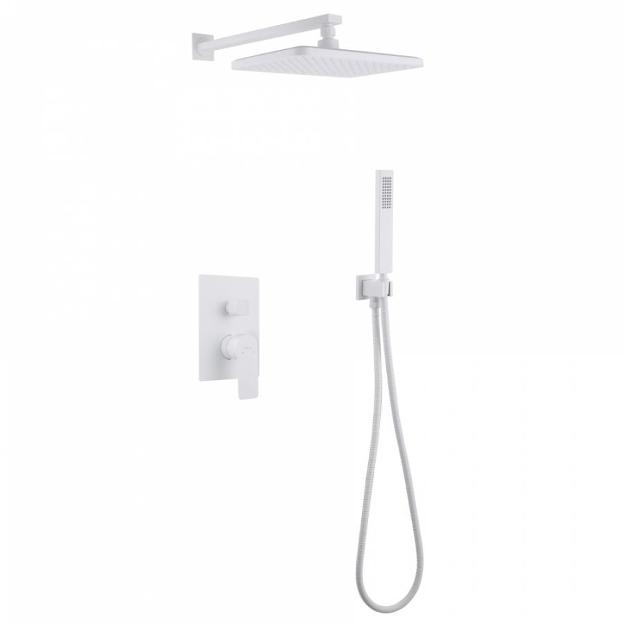 Душевая система ABBER Weiss Insel AF8018FW скрытого монтажа без излива, белая матовая