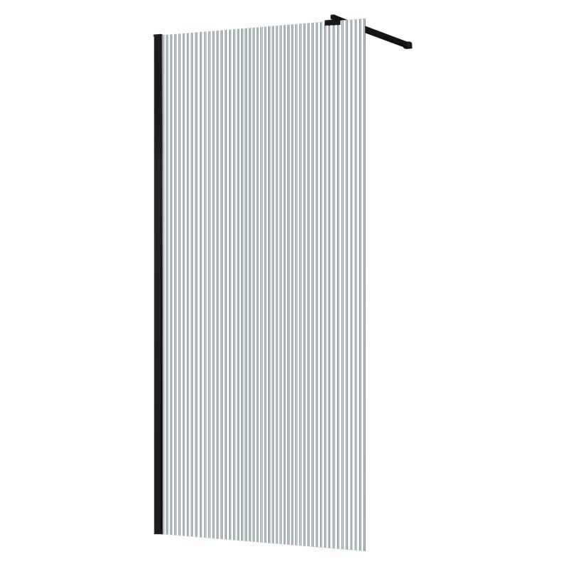 Душевая перегородка Azario Walk-in 100х195 рифленое стекло 8мм, профиль черный матовый AZ-251-100-MB-CRF