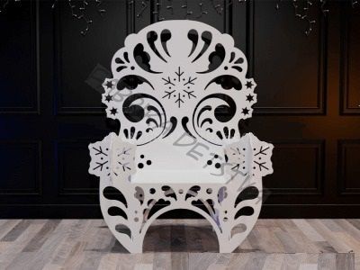 Театральная декорация "Трон Деда Мороза Снежинка" белая серия