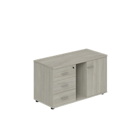 Тумба опорная (мобильная) с 3-мя ящиками + замок, распашным фасадом и нишей, левая 1004х462х581