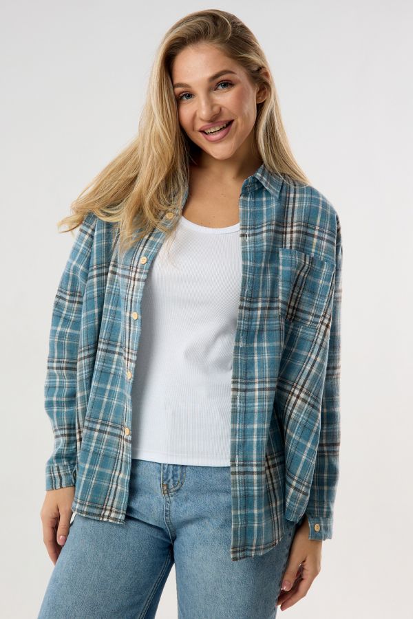 Рубашка женская в клетку [голубой]
