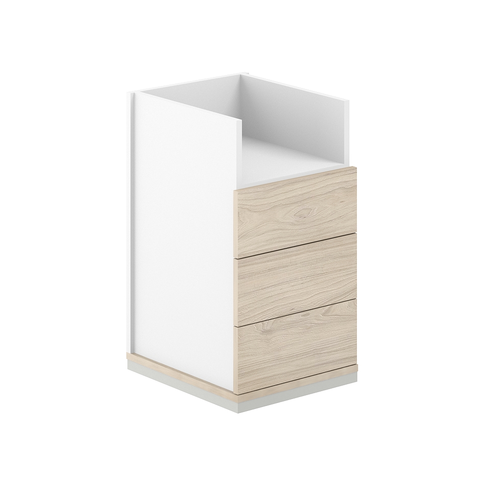 Тумба приставная 400х600х725 3 ящика ЛДСП+ниша, с замком, без топа