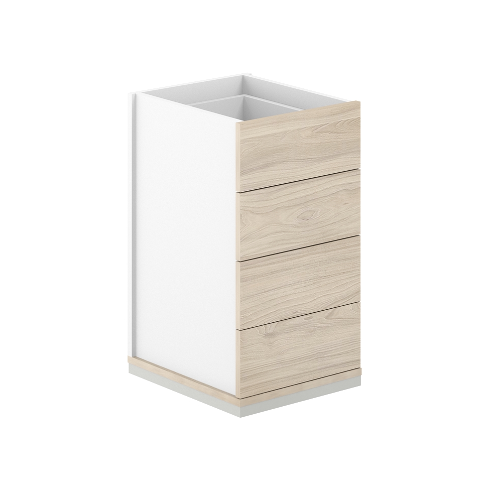 Тумба приставная 400х600х725 4 ящика метаб., с замком, без топа