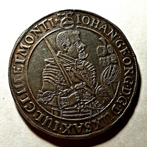 1 талера 1645 Саксония UNC Германия Редкость