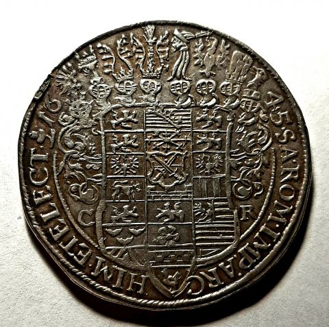 1 талера 1645 Саксония UNC Германия Редкость