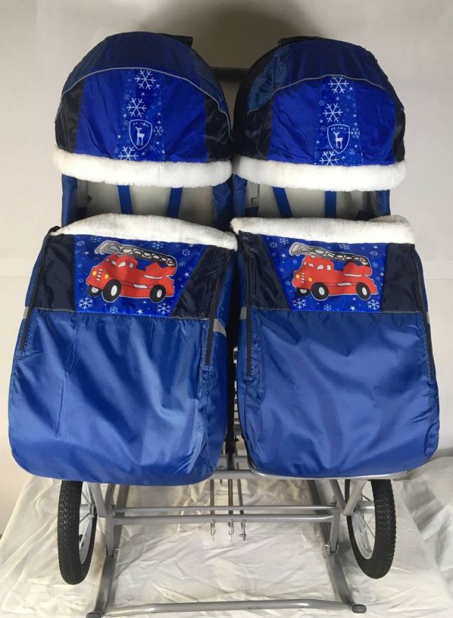 Санки-коляска для двойни (пожарная машина-с)