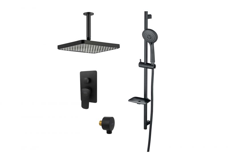 Душевой комплект встраиваемый Aquatek ВЕГА, черный матовый AQ1075MB