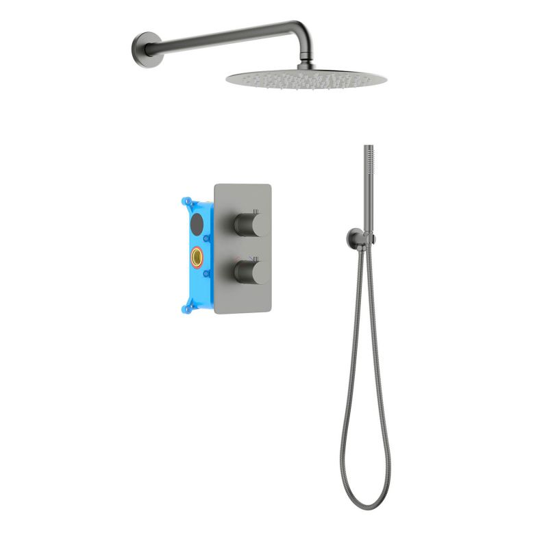 Душевой комплект встраиваемый Aquatek Европа, оружейная сталь AQ1376BGM