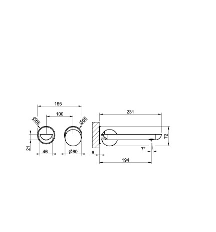 Смеситель для раковины Gessi Perle 74088 низкий с металлическим вентилем схема 2