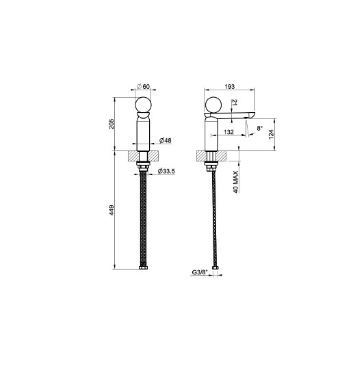 Смеситель для раковины Gessi Perle 74102 низкий с вентилем из мрамора Emperador Dark без донного клапана схема 2