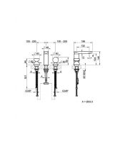 Смеситель для раковины Gessi Perle 74818 без донного клапана с вентилем-полусферой из муранского стекла Battuto и вентилем-сферой из мрамора Emperador Dark схема 2 Смеситель для раковины Gessi Perle 74818 без донного клапана с вентилем-полусферой из муранского стекла Battuto и вентилем-сферой из мрамора Emperador Dark схема 2