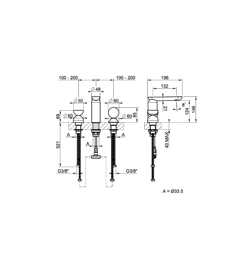 Смеситель для раковины Gessi Perle 74858 без донного клапана с вентилем-полусферой из муранского стекла Battuto и вентилем-сферой из камня Onyx Green схема 2