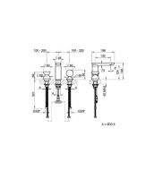 Смеситель для раковины Gessi Perle 74868 без донного клапана с вентилем-полусферой из муранского стекла Battuto и вентилем-сферой из муранского стекла Pulegoso схема 2