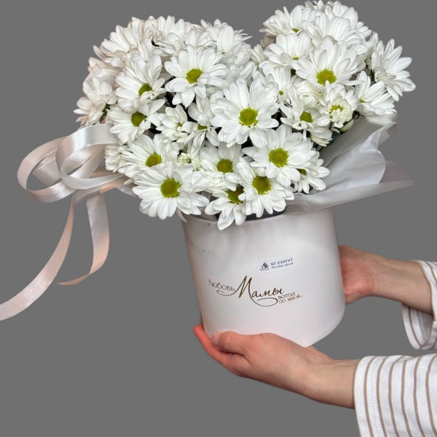 Шляпная коробка с ромашкой «Любовь мамы всегда со мной»