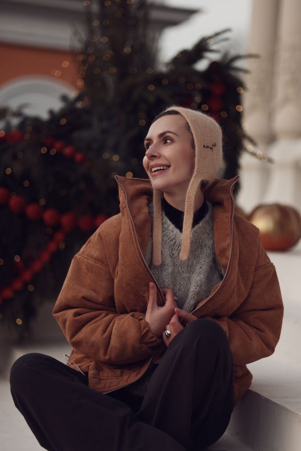 Бомбер вельветовый кэмел