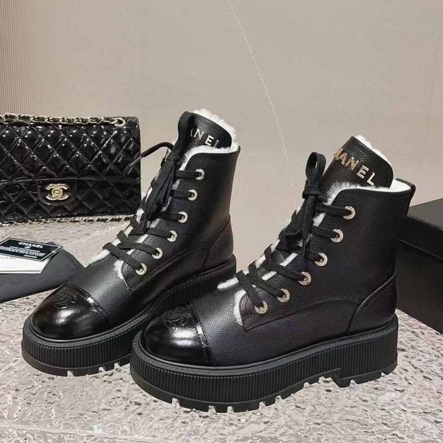 Ботинки Chanel с мехом Premium