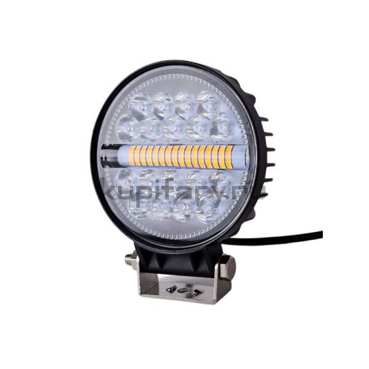 Светодиодная фара круглая 16 Ватт белый-дальний желтый-полоса 12/24 Вольт желтый строб FR1831