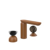 Смеситель для раковины Gessi Perle 74718 без донного клапана с вентилем-полусферой из муранского стекла Balloton и вентилем-сферой из мрамора Emperador Dark схема 11