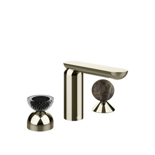 Смеситель для раковины Gessi Perle 74718 без донного клапана с вентилем-полусферой из муранского стекла Balloton и вентилем-сферой из мрамора Emperador Dark схема 14