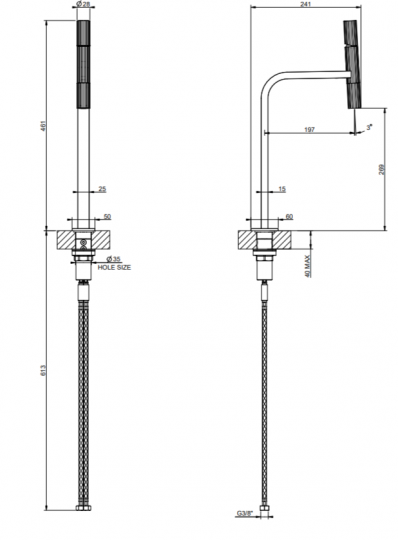 Смеситель для раковины однорычажный Gessi Incastri 75204 высота 46,1 см схема 2