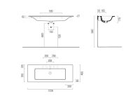 Раковина GSI Pura 8887 встраиваемая или подвесная 122х46 схема 1