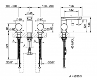Смеситель для раковины Gessi Perle 74465 без донного клапана с вентилями-сферами из муранского стекла Battuto и Pulegoso схема 2