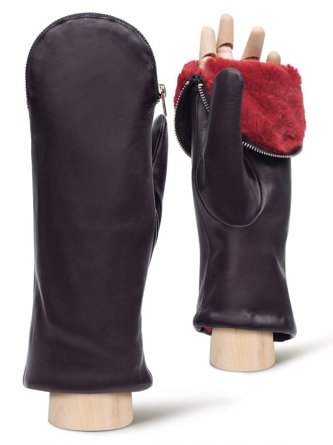 Рукавицы женскиеские н/м крол IS129 d.brown ELEGANZZA