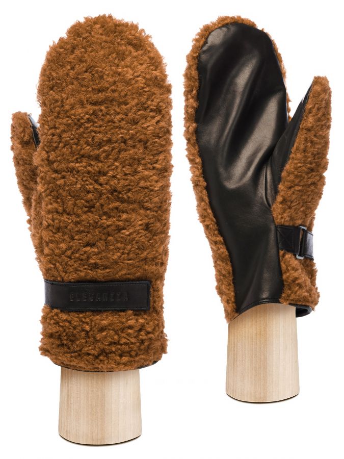 Рукавицы женские ш+каш. IS09501 terracotta/black ELEGANZZA