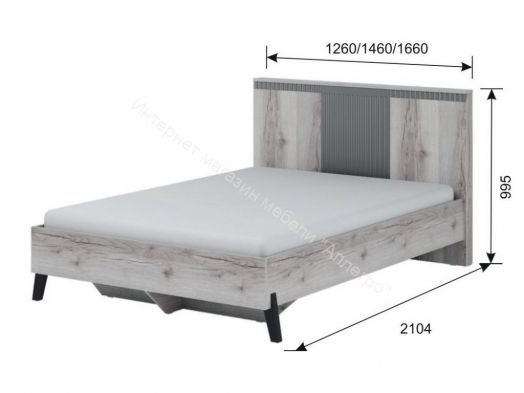 Кровать на цоколе 1200 Ольга 3 Дуб делано серый